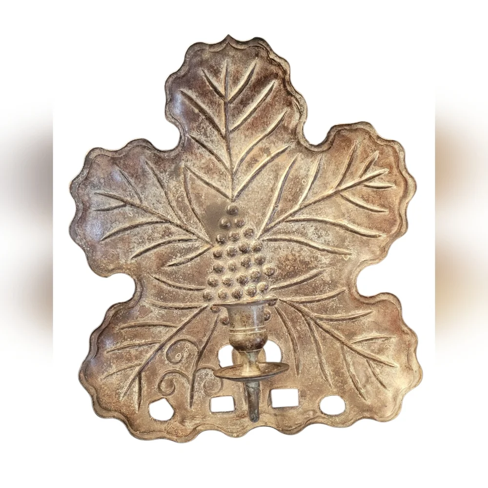 Vintage Candle Wall Sconce Grape Leaf